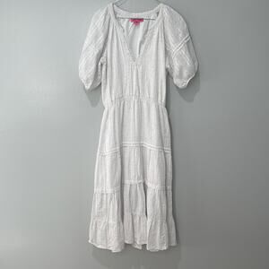 Betsy Johnson Women's Dress Cottage-core Prairie Speckled Cotton Vacation Travel